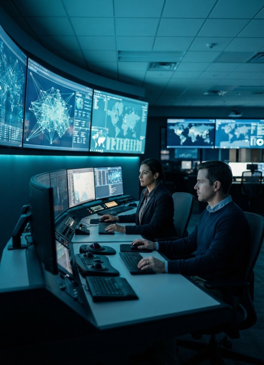 Operations centre monitoring wall